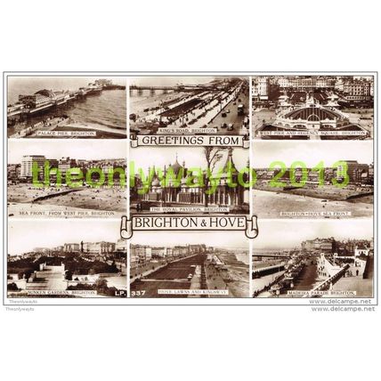 GREETINGS FROM BRIGHTON AND HOVE, SUSSEX, ENGLAND, POSTCARD 1949