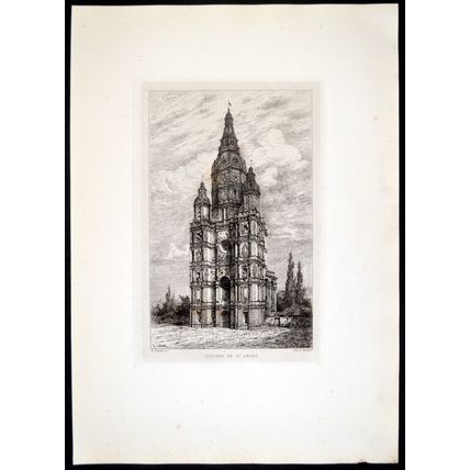 CLOCHER DE ST AMAND 1879 Jean Eugène Sadoux ETCHING