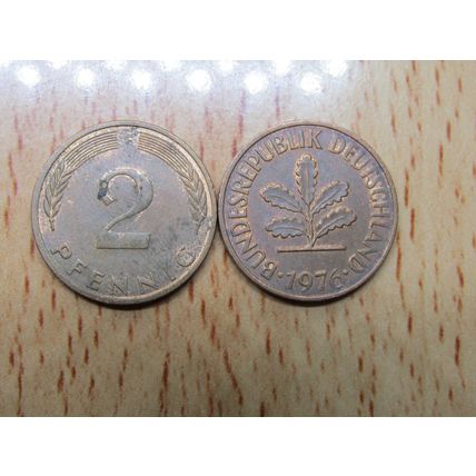 1976f 2 Pfennig Germany Coin