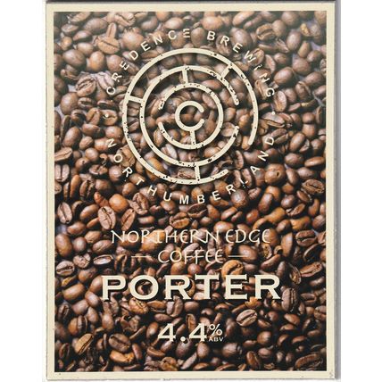 UNUSED PUMP CLIP FRONT - CREEDENCE BREWING - NORTHERN EDGE COFFEE PORTER