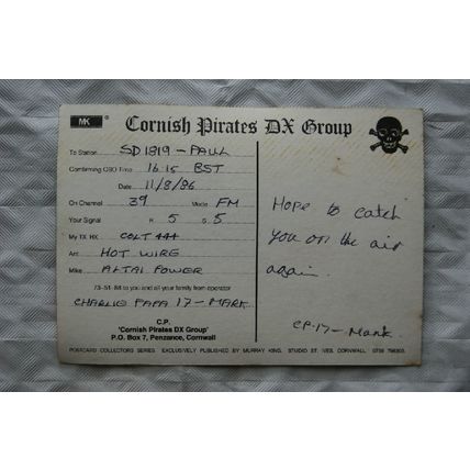 1986 QSL Card Cornish Pirates