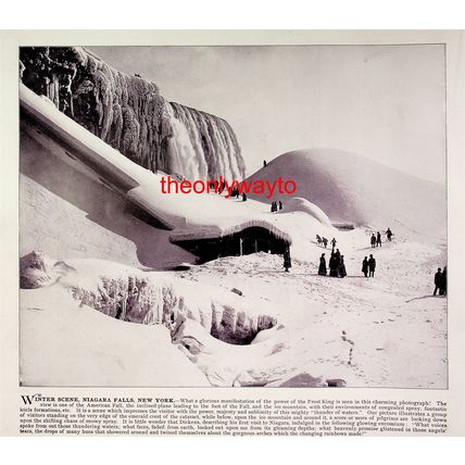 Winter Scene, Niagara Falls And Horse Shoe Falls, NY, Book Illustration, 1896