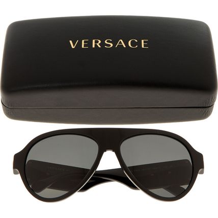 VERSACE Black Sunglasses With Gold Tone Embossed Branding 4323 - Brand New