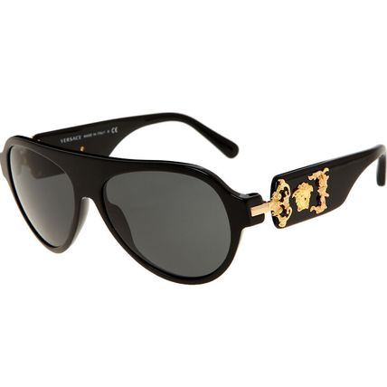 VERSACE Black Sunglasses With Gold Tone Embossed Branding 4323 - Brand New