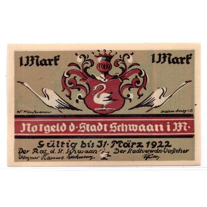 1922 Germany Schwaan Notgeld Set of 4 Notes (1484)