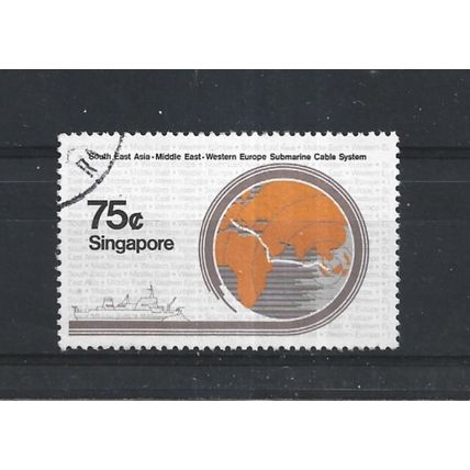 Singapore.SG538 75c Map showing Route of Cable and Vercors.Fine Used.Jul25