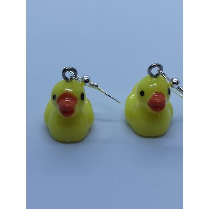 FUNKY 3D RUBBER DUCKY EARRINGS CUTE KITSCH FUN KAWAII DUCK BIRD