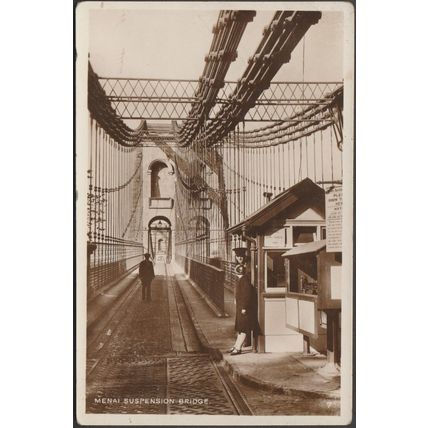 Menai Suspension Bridge, Bangor, 1928 - RP Postcard