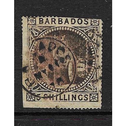 BARBADOS 1873 5/- USED SG64 SPACEFILLER
