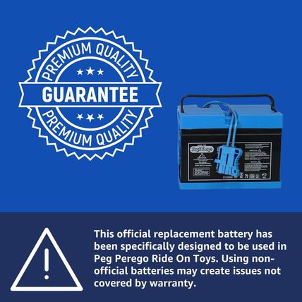 Peg Perego Official 12 Volt Replacement Battery for Ride on Toys. All Season Per