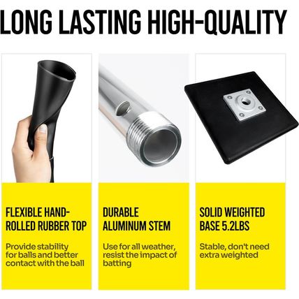 Portable Batting Tee for Baseball/Softball, Height Adjustment from 25-37 Inch,Ea