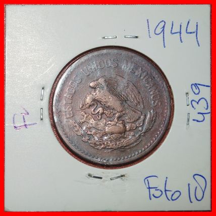 Ⰶ PYRAMID OF THE SUN (1943-1974): MEXICO ★ 20 CENTAVOS 1944★LOW START★NO RESERVE