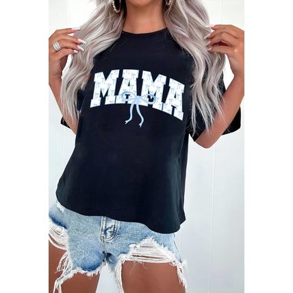 Black Bow MAMA Graphic Loose Tee