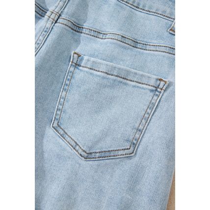Beau Blue High Rise Distressed Raw Hem Denim Shorts