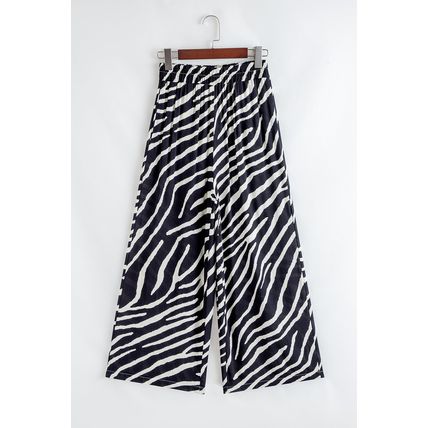 Black Zebra Striped Summer Wide Leg Pants