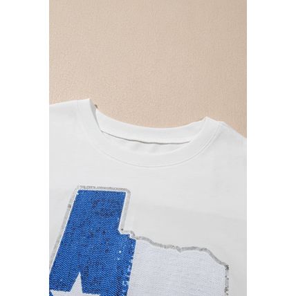 White Sequined Texas Graphic Plus Size T Shirt