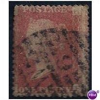 1864 SG43 1d Red Plate 121 Good Used "HB"