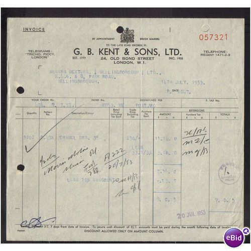 G B KENT & SONS LTD ,OLD BOND ST,LONDON,W1, 14JUL53