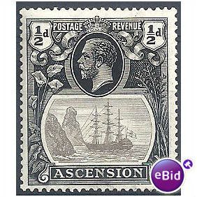 Ascension Island 1924 SG10 1/2d Grey-Black & Black Mounted Mint.