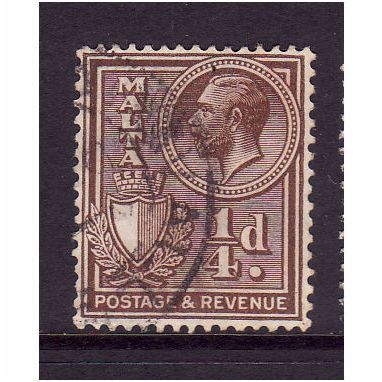 MALTA 1930 SG 193 1/4d BROWN FINE USED #1