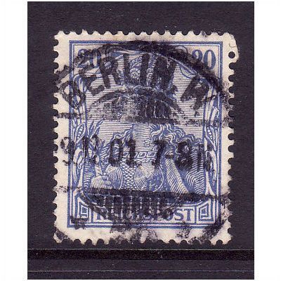 GERMANY 1899 SG56 20pf BLUE REICHSPOST FINE USED #2