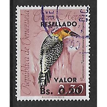 VENEZUELA 1965 20c on 2b,50 RED CROWNED WOODPECKER Opt RESELLADO VALOR SG1878 FU