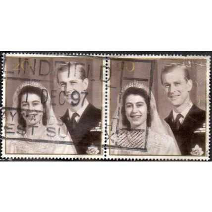 1997 Royal Golden Wedding. 20p Value. Wedding Photograph 1947. Fine Used Pair