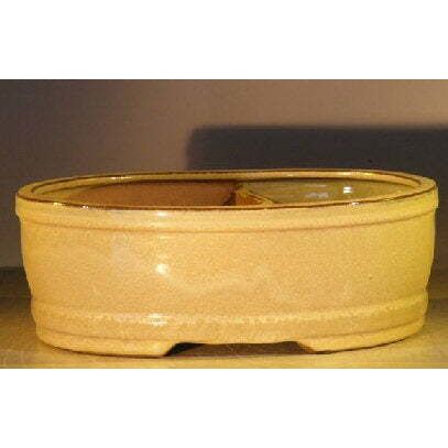 "Beige Ceramic Bonsai Pot Land/Water Divider 10"" x 8"" x 3.75"""