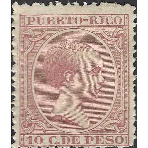 PUERTO RICO, Alfonso XIII, pink 1890, 10 c of peso