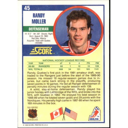 1990/91 Score Hockey Randy Moller