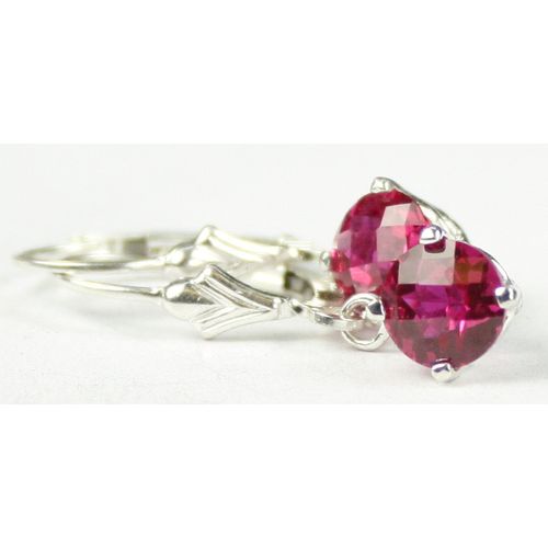 Created Ruby, 925 Sterling Silver Leverback Earrings, SE017