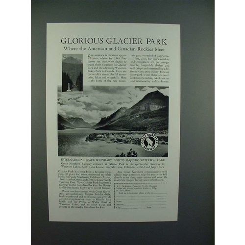 1940 Great Northern Railroad Ad - Glorious Glacier Park