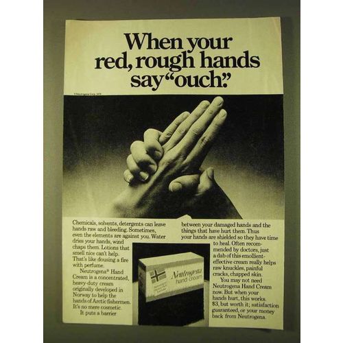 1979 Neutrogena Hand Cream Ad - Red, Rough Hands