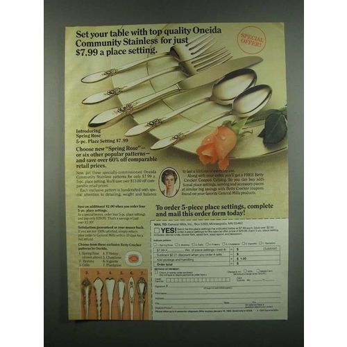 1984 Betty Crocker Oneida Silverware Spring Rose Ad