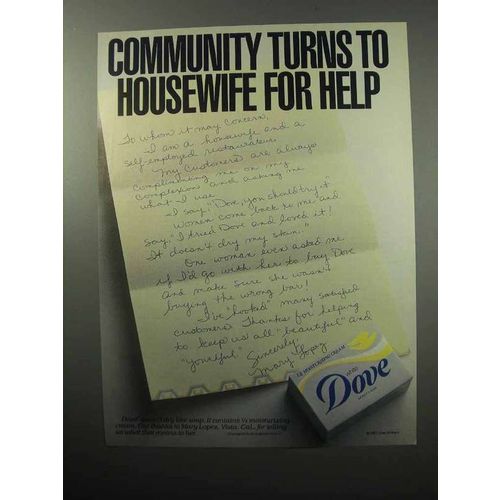 1987 Dove Soap Ad - Turns to Housewife for Help