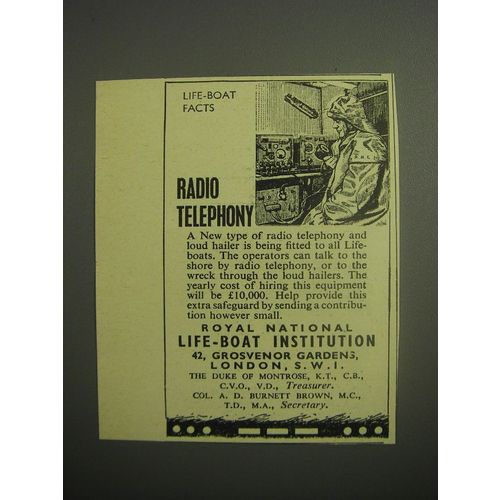 1948 Royal National Life-Boat Institution Ad - Life-Boat Facts Radio Telephony