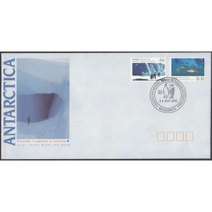 AUSTRALIA 1990 SCIENTIFIC CO-OPERATION IN ANTARCTICA 4xBASES FDC-FREE SHIPPING