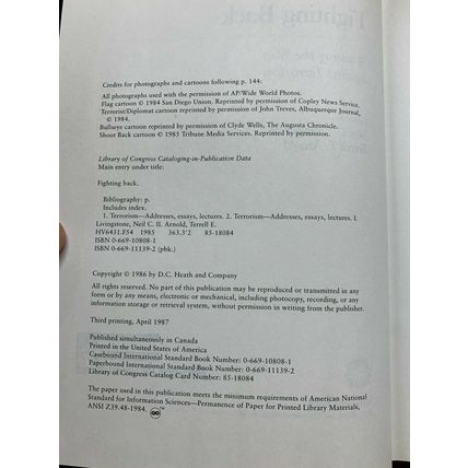 1987 "FIGHTING BACK - WINNING THE WAR AGAINST TERRORISM" USA HARDBACK BOOK (P4)