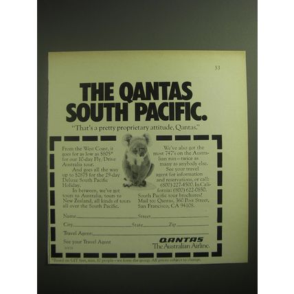 1974 Qantas Airline Advertisement - The Qantas South Pacific