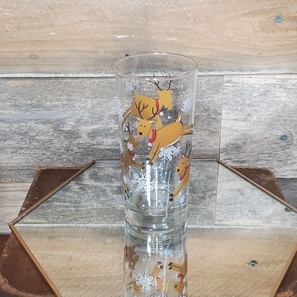 Libbey Glass Company - Prancing Reindeer Holiday Glass - Snowflakes
