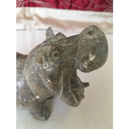 African Art Hand Carved Soapstone Hippo Hippopotamus Sculpture Collectable