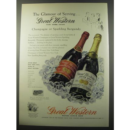 1955 Great Western Champagne and Sparkling Burgundy Wine Advertisement