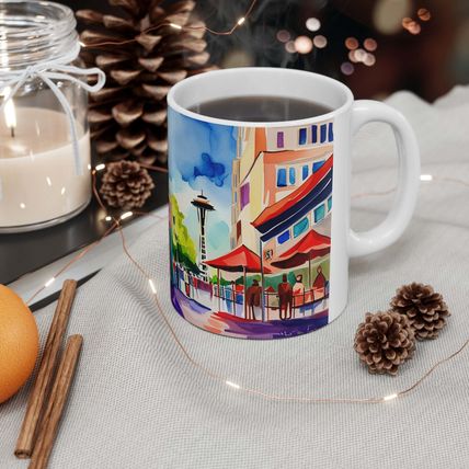 At the Cafe Space Needle Seattle Washington #17 Mug Ceramic Coffee Mug 11oz