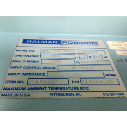 HALMAR ROBICON 18513 3P, TRIGGER CIRCUIT, SCR POWER CONTROLLER, 480VAC,EA