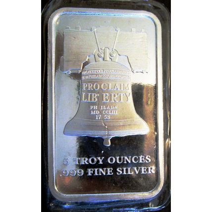 Silver PROOF-LIKE Deep Cameo Bullion Bar 5 troy ounces "WE THE PEOPLE" .999