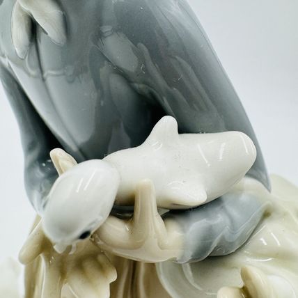 Lladro Shepherdess Girl & Ducks/Geese Basket Porcelain Figurine Spain 9in
