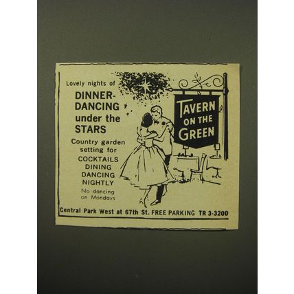 1960 Tavern on the Green Restaurant Ad - Lovely nights of dinner-dancing