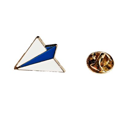Paper Plane Pin Badge Enamel Metal Butterfly Back 1.7cm x 2 cm Blue White BA9