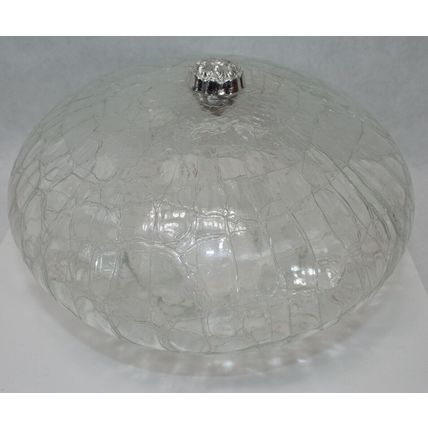 Beautiful Vintage Clear Crackle Glass Ceiling Light Shade Cover Globe & Finial
