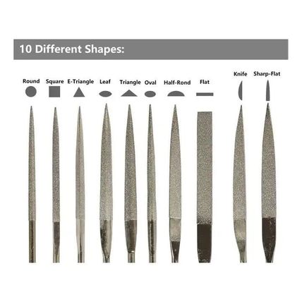 10 DIAMOND NEEDLE FILE SET JEWELLERY GLASS METAL STONE MODELING TRAINS CRAFT ART